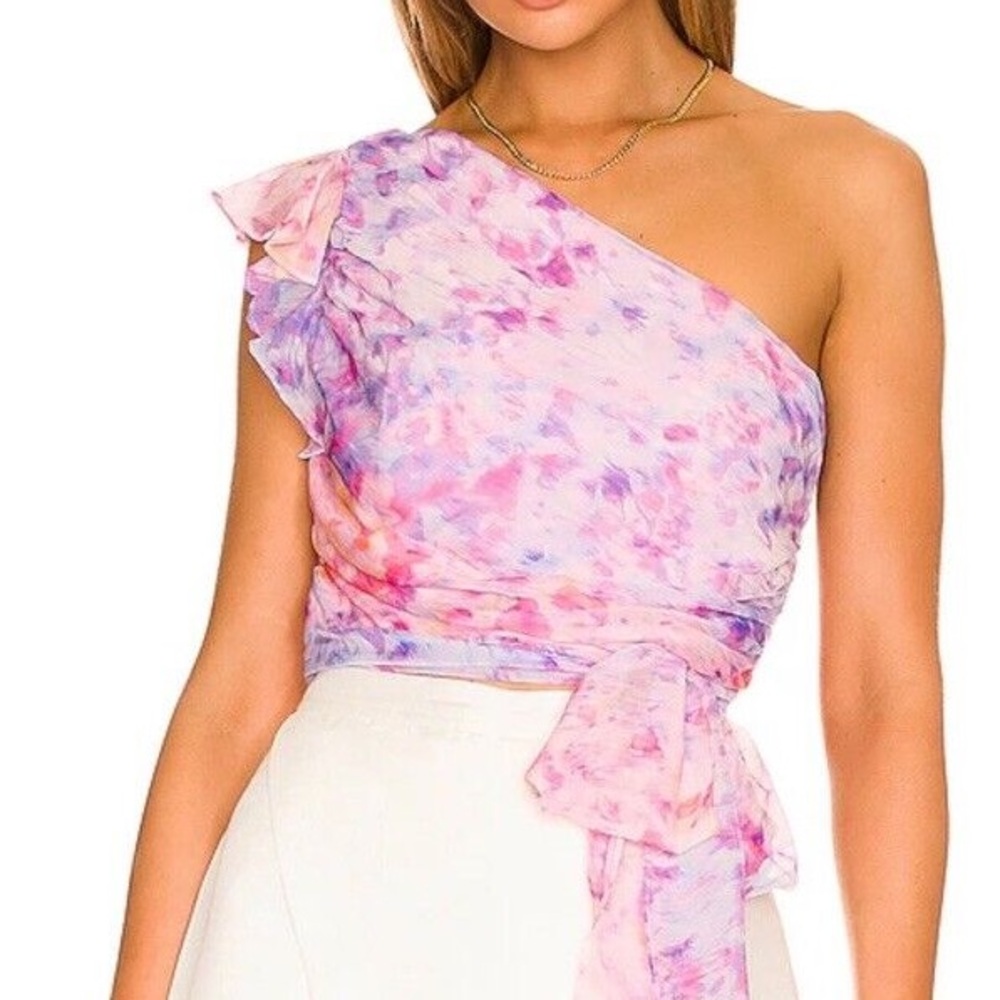 Amanda Uprichard Purple & Pink Watercolor Colorful Tie-Dye Top Size XS